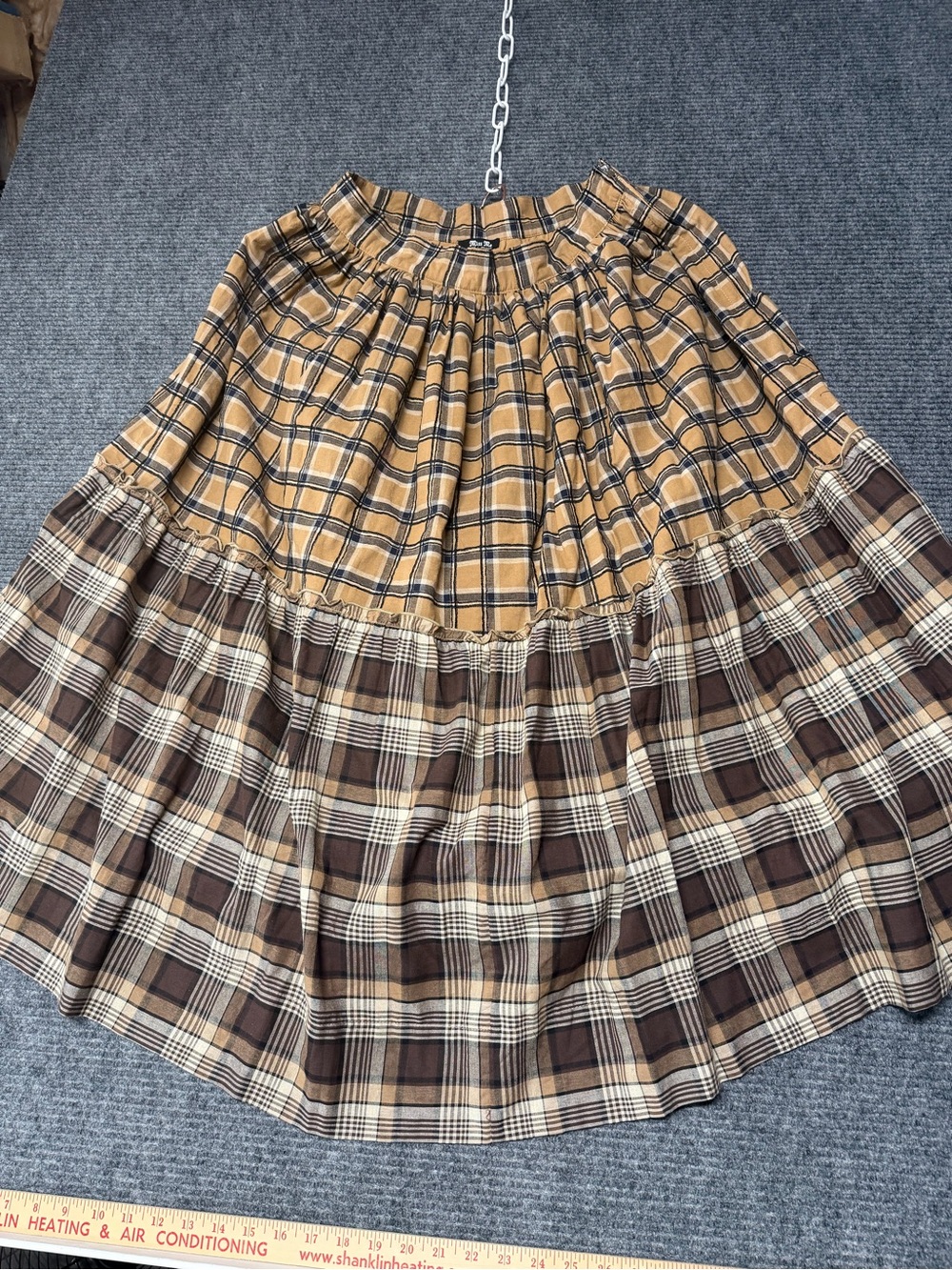 Miss Me Tiered Plaid Midi Skirt in Mustard and Brown western maxi rodeo